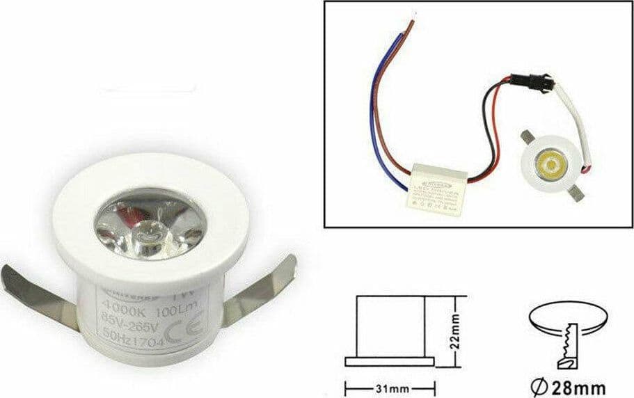 FARETTO LED INCASSO 1 W BORDO BIANCO MINI PUNTO LUCE 6500K 3000K 4000K BLU - 5