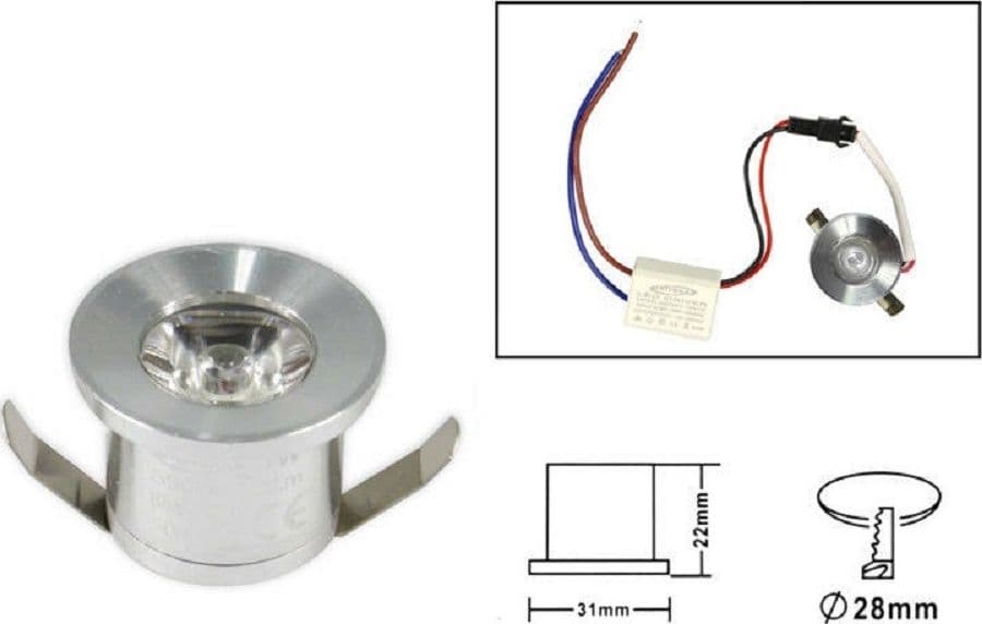 FARETTO INCASSO LED 1 WATT MINI SPOT LUCE FREDDA CALDA NATURALE BLU VERDE ROSSA - 4