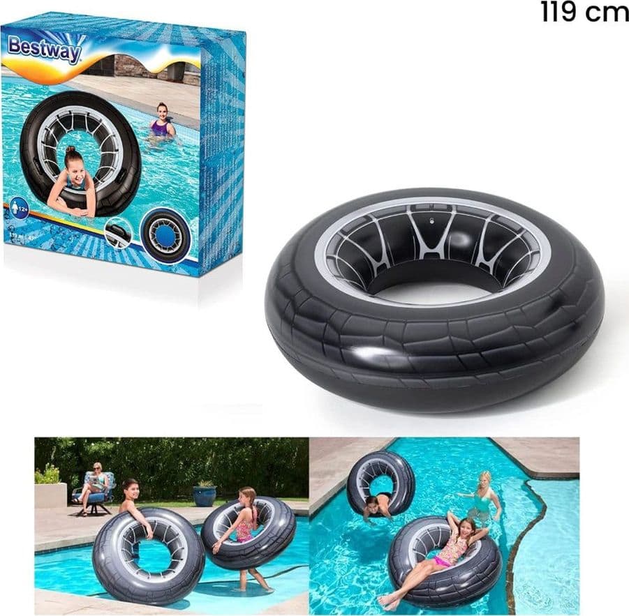 CIAMBELLA SALVAGENTE GONFIABILE CON MANIGLIE FORMA DI RUOTA GRANDE 119 CM GONFIABILI 36102 - 3