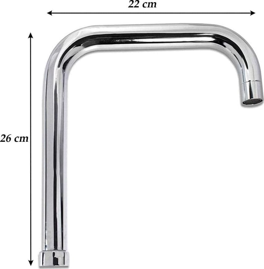 CANNA DI RICAMBIO MISCELATORE RUBINETTO CUCINA LAVELLO CANNA ALTA SQUADRATO 22CM - 2