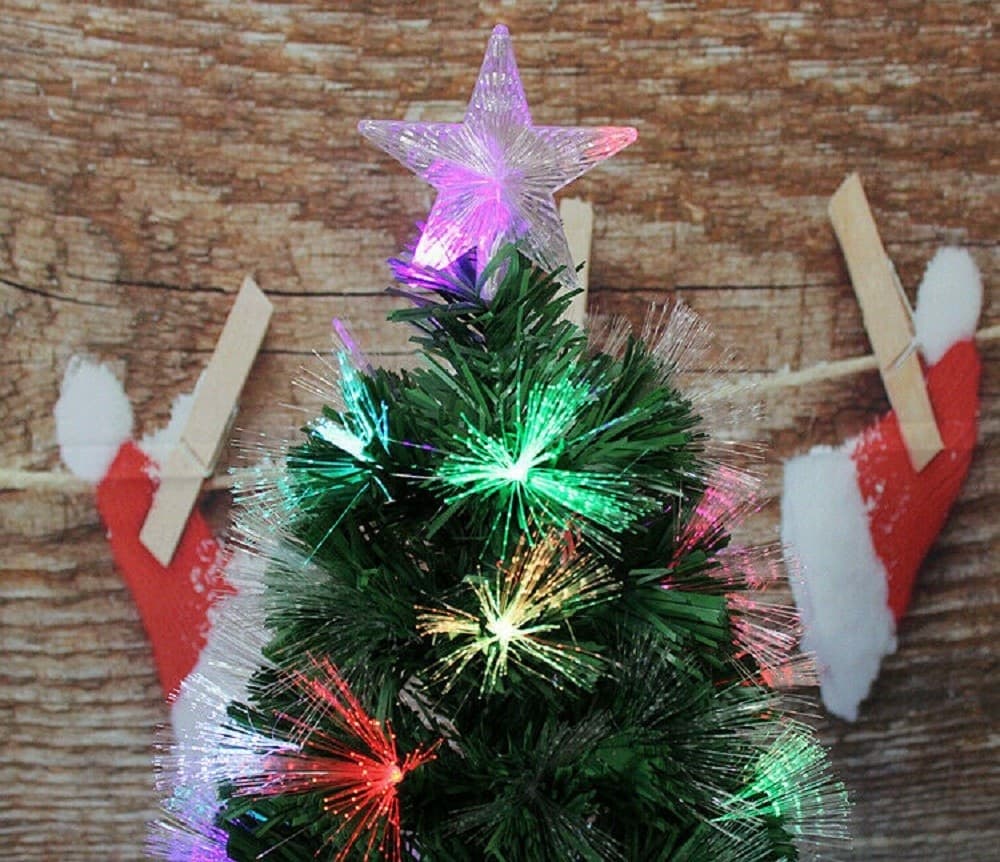 ALBERO DI NATALE IN FIBRA OTTICA 90CM VERDE MULTICOLORI CON PUNTA STELLA A LED - 5