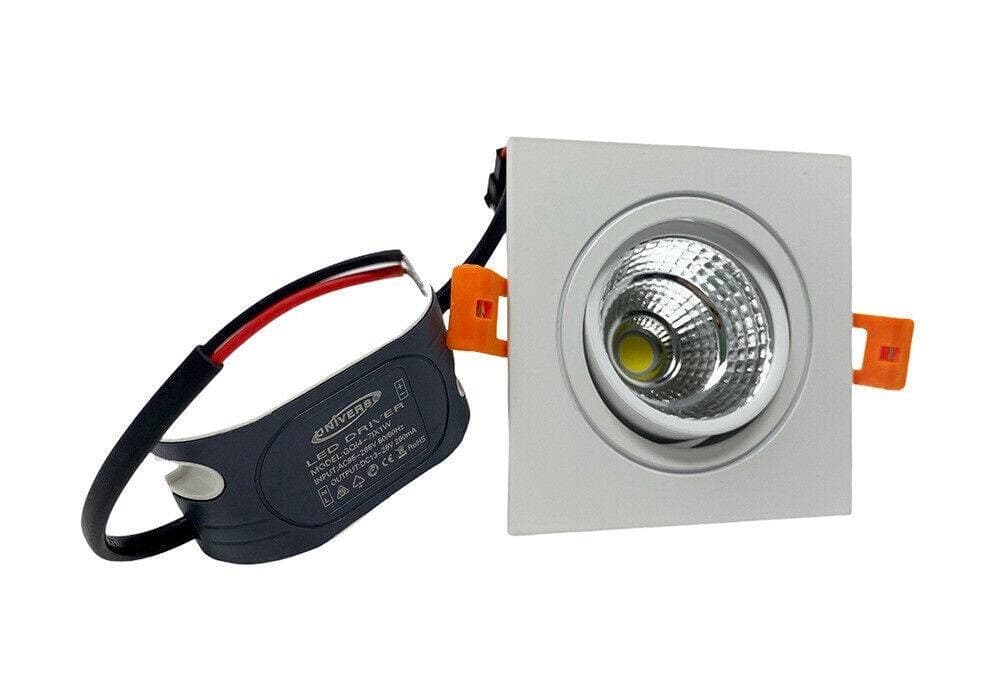 FARETTO INCASSO LED COB 7 WATT QUADRATO 700 LM LUCE FREDDA NATURALE CALDA - 2