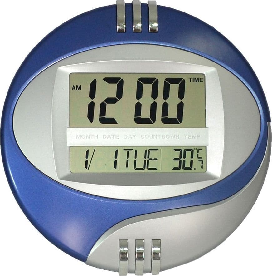 OROLOGIO DIGITALE DA PER PARETE MURO TAVOLO DATARIO TEMPERATURA DISPLAY LCD - 3