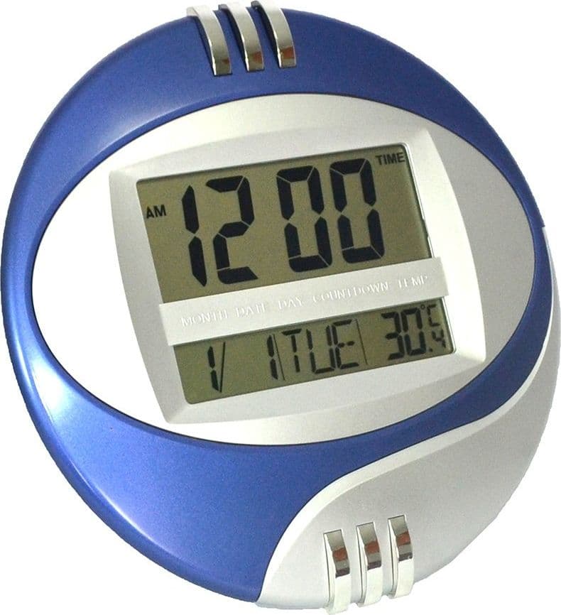 OROLOGIO DIGITALE DA PER PARETE MURO TAVOLO DATARIO TEMPERATURA DISPLAY LCD - 4