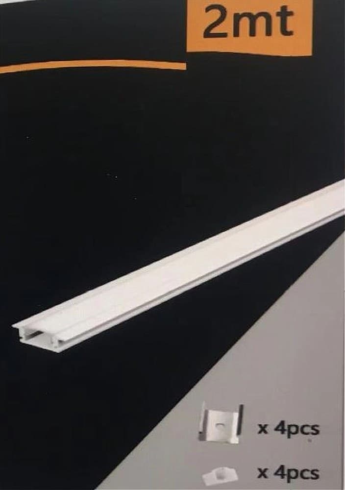 PROFILO IN ALLUMINIO DA 2MT SLIM CON COPERTURA OPACA PER STRIP LED STRISCE AL-02 - 2
