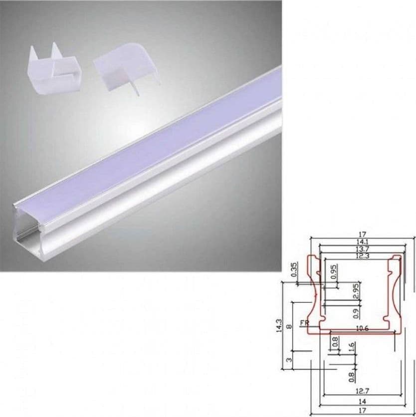 PROFILO IN ALLUMINIO 2 MT INCASSO COPERTURA OPACA PER STRIP LED STRISCE AL-09 - 2