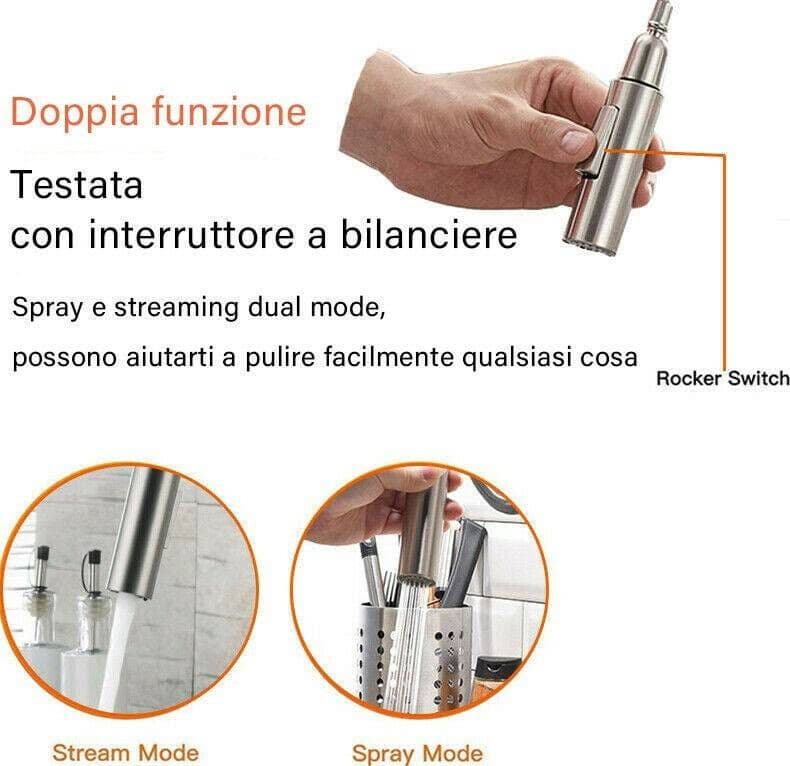 RUBINETTO MONOCOMANDO LAVELLO CUCINA CON SENSORE TOUCH CON DOCCETTA ESTRAIBILE - 5