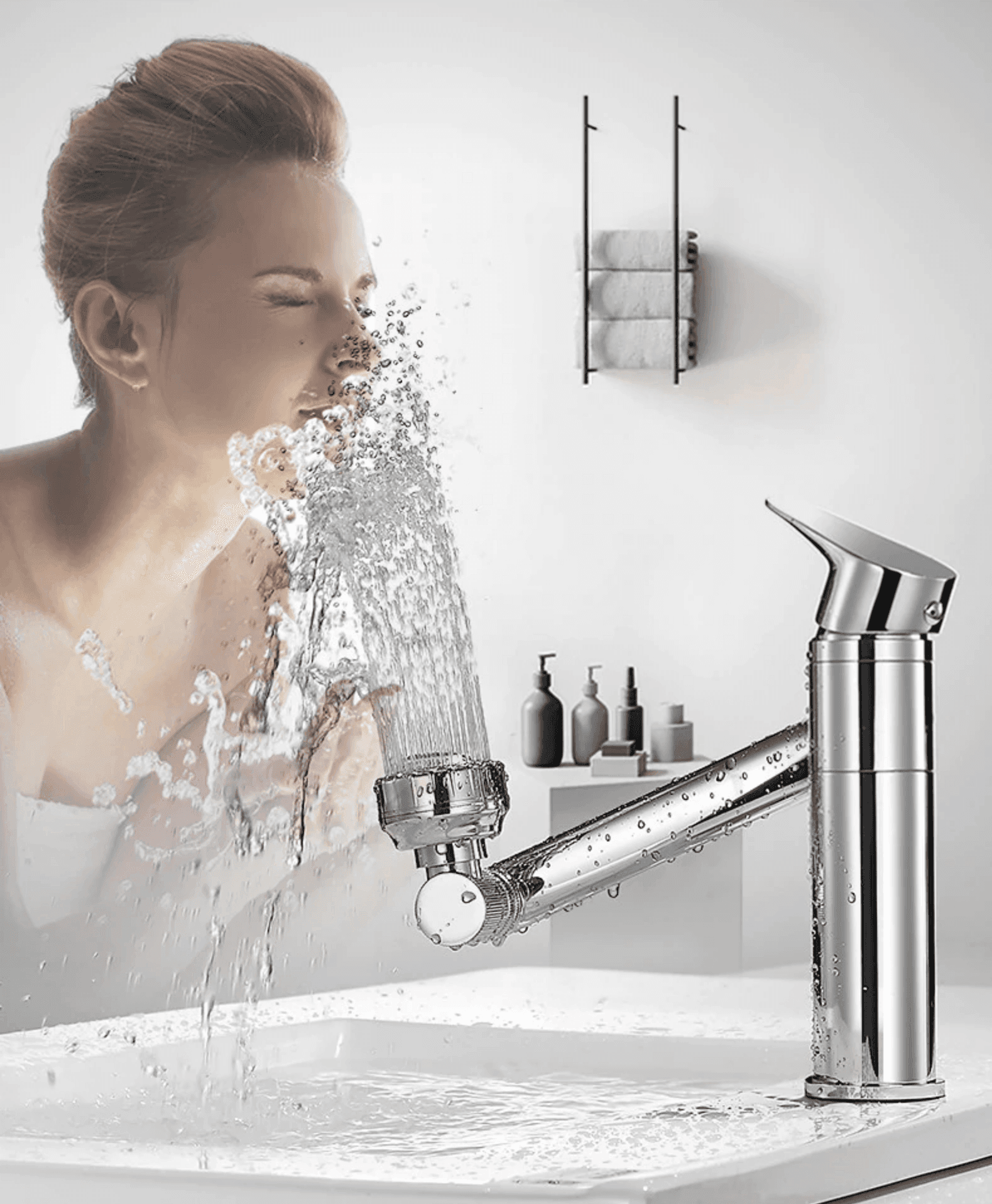 RUBINETTO MISCELATORE PER LAVABO LAVANDINO GIREVOLE 360° CON DOPPIO AREATORE - 2