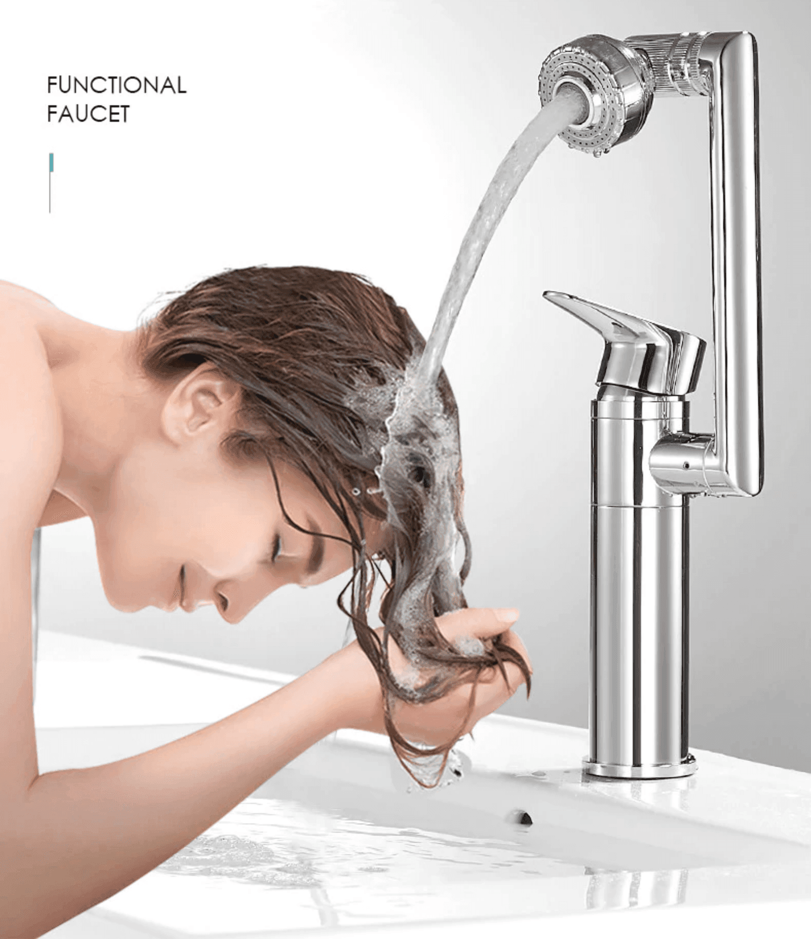 RUBINETTO MISCELATORE PER LAVABO LAVANDINO GIREVOLE 360° CON DOPPIO AREATORE - 7
