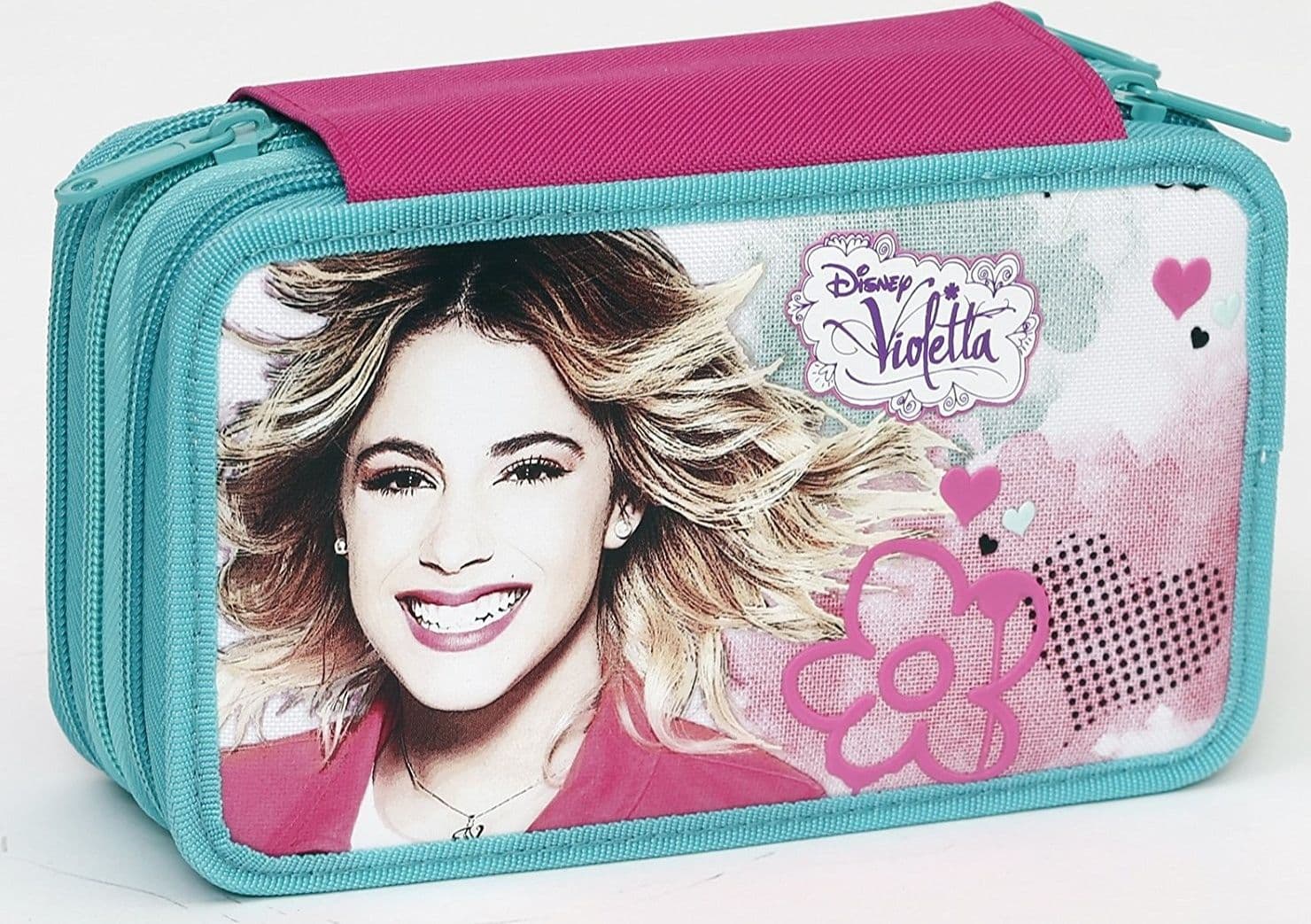 ASTUCCIO A 3 ZIP DISNEY VIOLETTA IN TESSUTO COMPLETO DI PASTELLI E PENNARELLI - 2