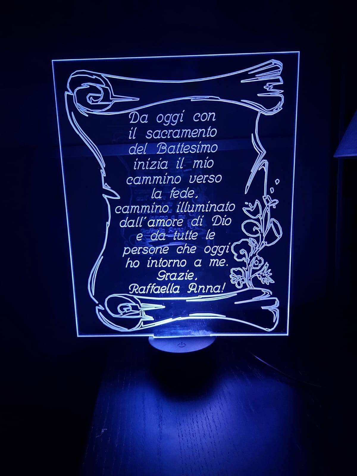 LAMPADA A LED RGB ACRILICO PERSONALIZZATA EFFETTO 3D TELECOMANDO DECORATIVA CASA - 6