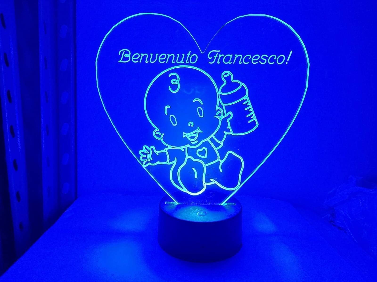 LAMPADA A LED RGB ACRILICO PERSONALIZZATA EFFETTO 3D TELECOMANDO DECORATIVA CASA - 8