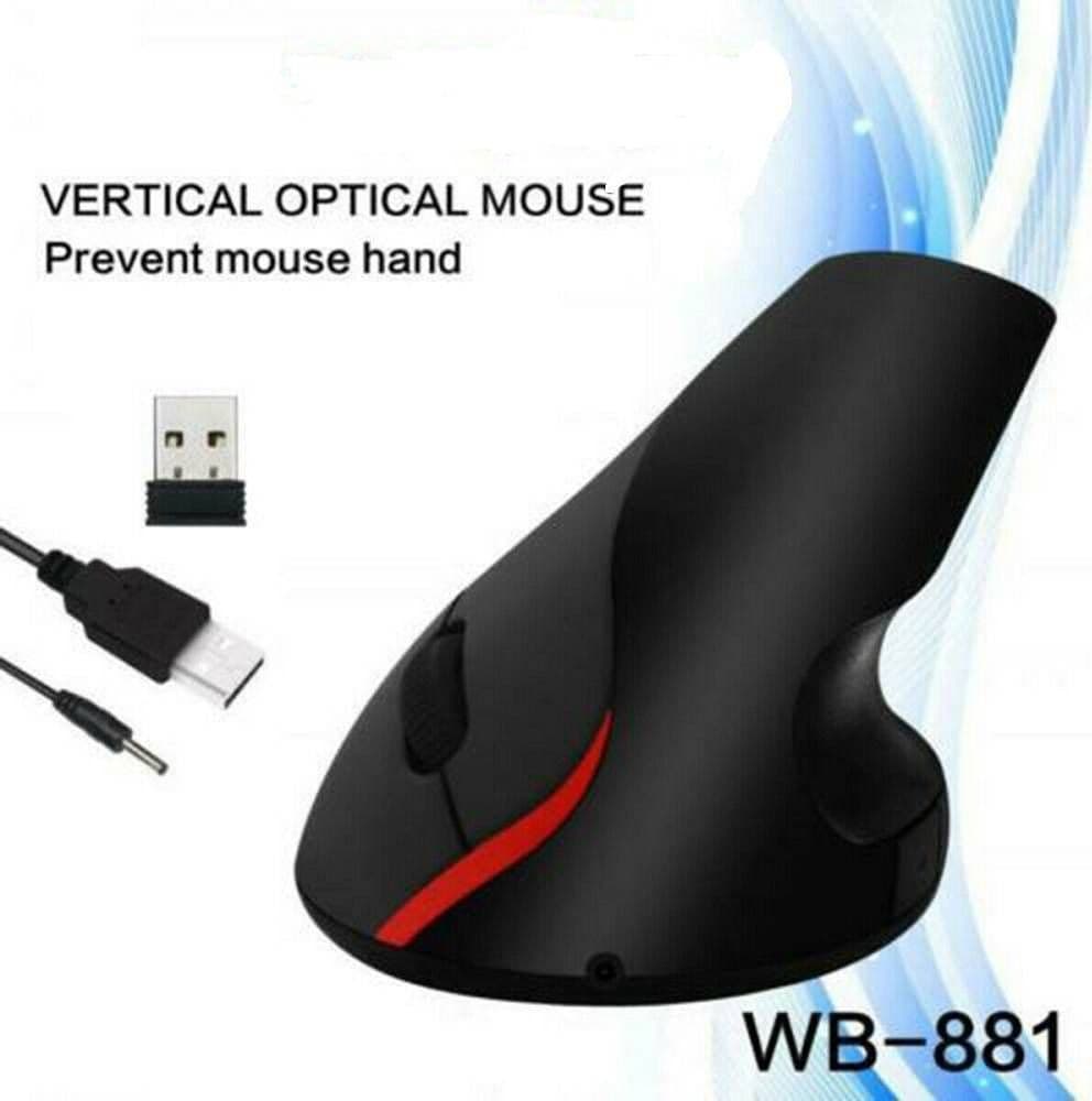 MOUSE VERTICALE WIRELESS ERGONOMICO POLSO GOMITO TENNISTA TUNNEL CARPALE 6 TASTI - 6