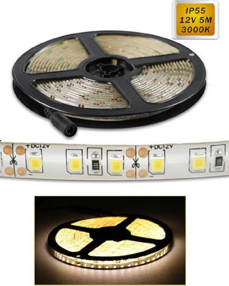 STRISCIA LED 2835 5MT BOBINA LUCE 4000K 3000K 6500K WATERPROF IP55 2835-12V - 4