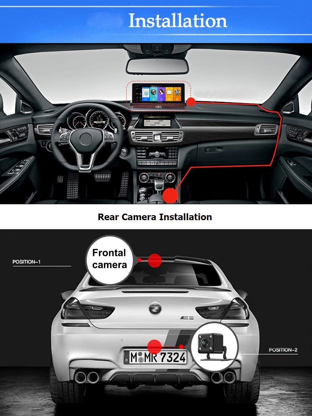 TELECAMERA DVR PER AUTO CAMPER 7'' LCD GPS NAVIGATORE 2 TELECAMERE FM BLUETOOTH - 7