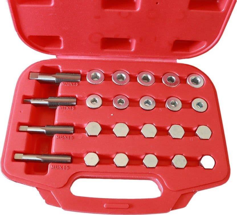 KIT RIPARAZIONE FILETTATURA TAPPO COPPA OLIO AUTO CON TAPPI E RONDELLE 64 PZ - 2