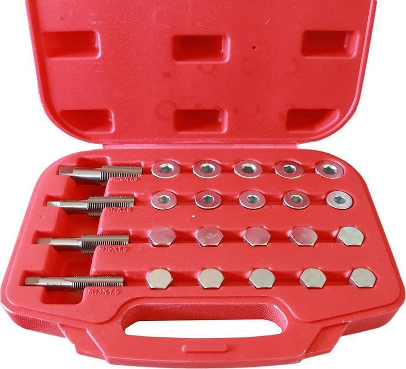 KIT RIPARAZIONE FILETTATURA TAPPO COPPA OLIO AUTO CON TAPPI E RONDELLE 64 PZ - 3