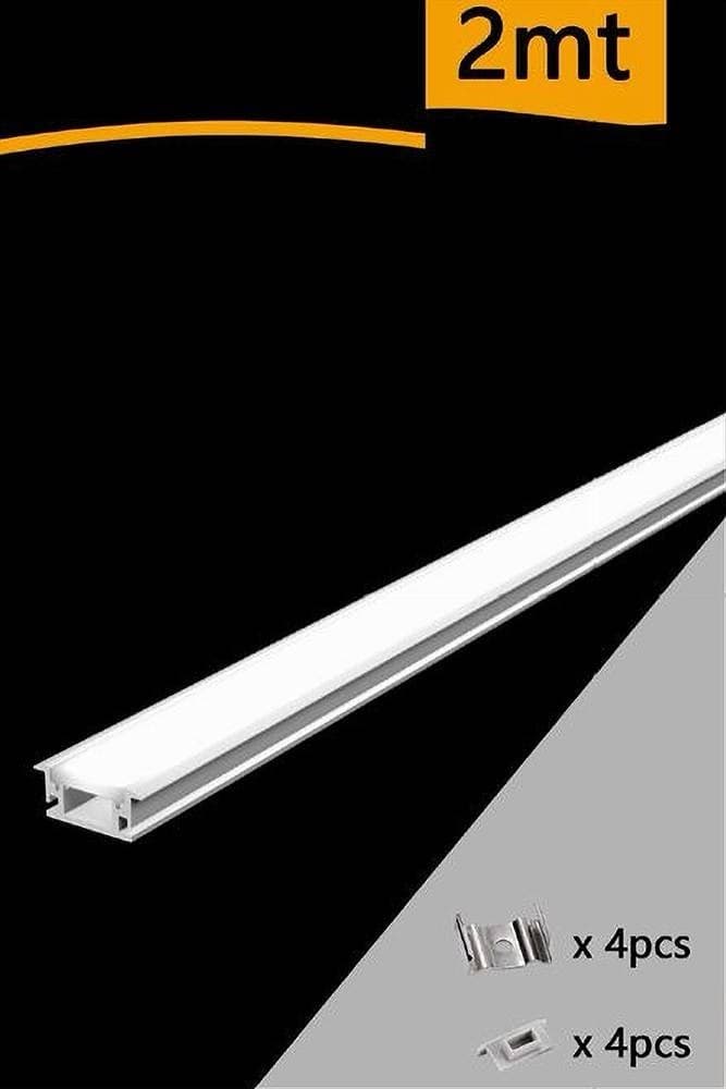 PROFILO AD INCASSO IN ALLUMINIO 2 MT CON COPERTURA OPACA PER STRIP LED AL-13 - 4