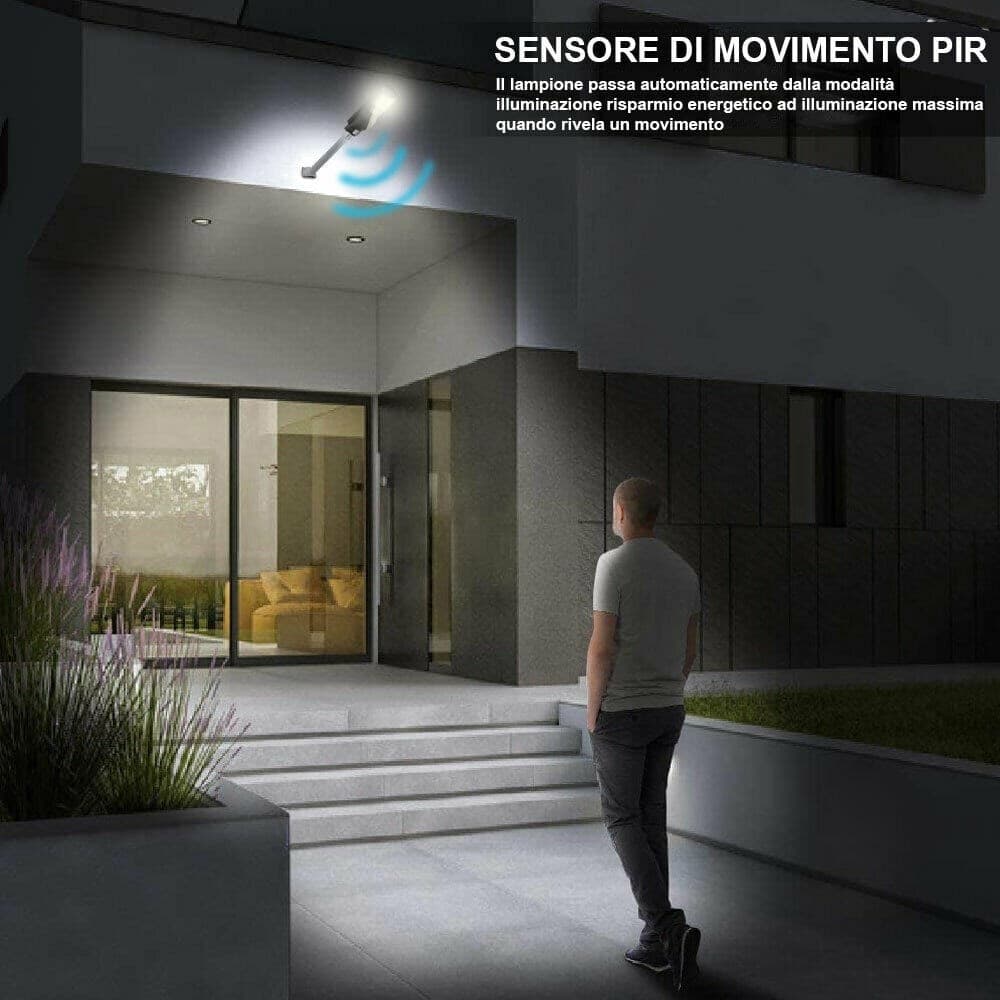 LAMPIONE STRADALE FARO LED 60W SOLARE LUCE ESTERNO SENSORE MOVIMENTO TELECOMANDO - 2