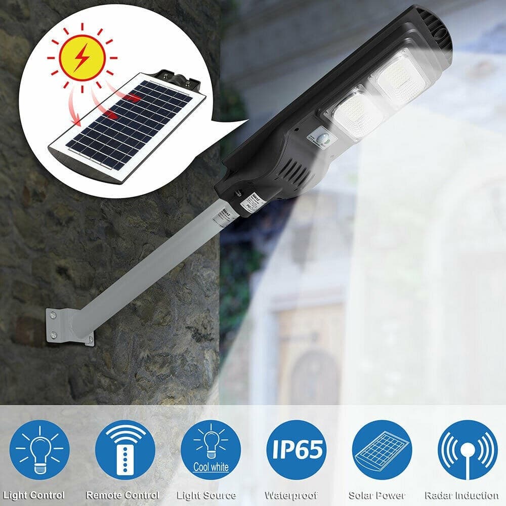 LAMPIONE STRADALE FARO LED 60W SOLARE LUCE ESTERNO SENSORE MOVIMENTO TELECOMANDO - 3