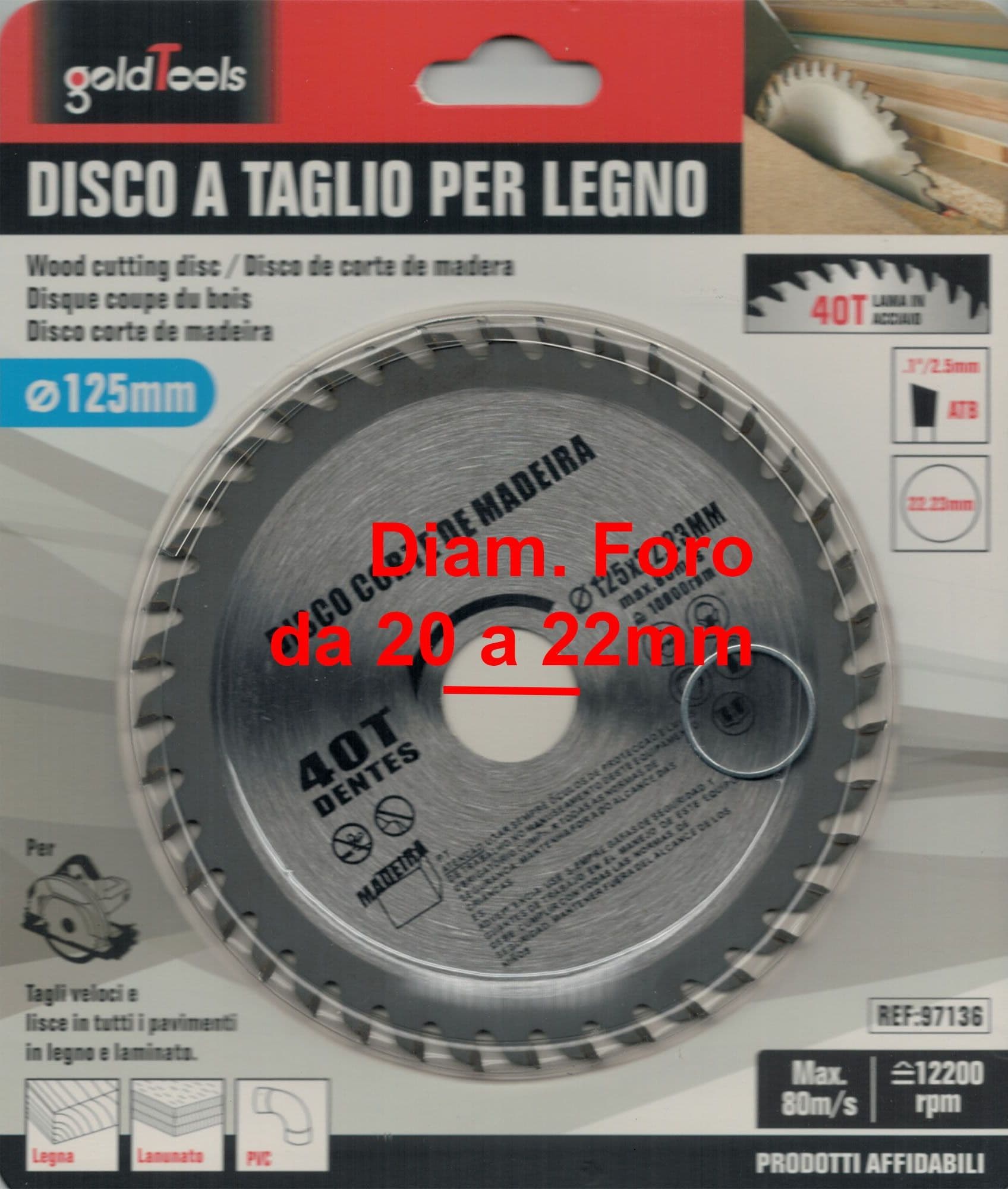 DISCO LAMA PER TAGLI LEGNO 125 MM PER SMERIGLIATRICE 40 DENTI SEGA CIRCOLARE - 4