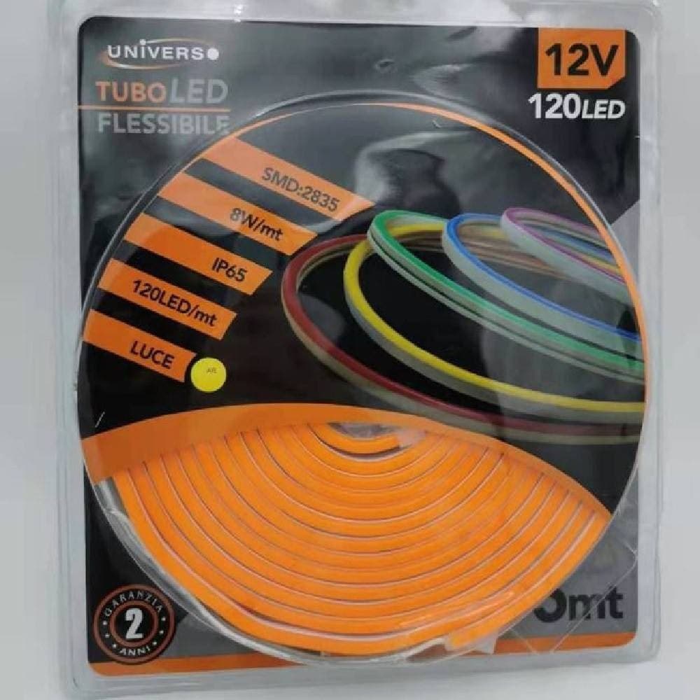 STRIP LED NEON FLESSIBILE STRISCIA DECORATIVA 5 MT IP65 LUCE ARANCIONE U-12V-A - 2