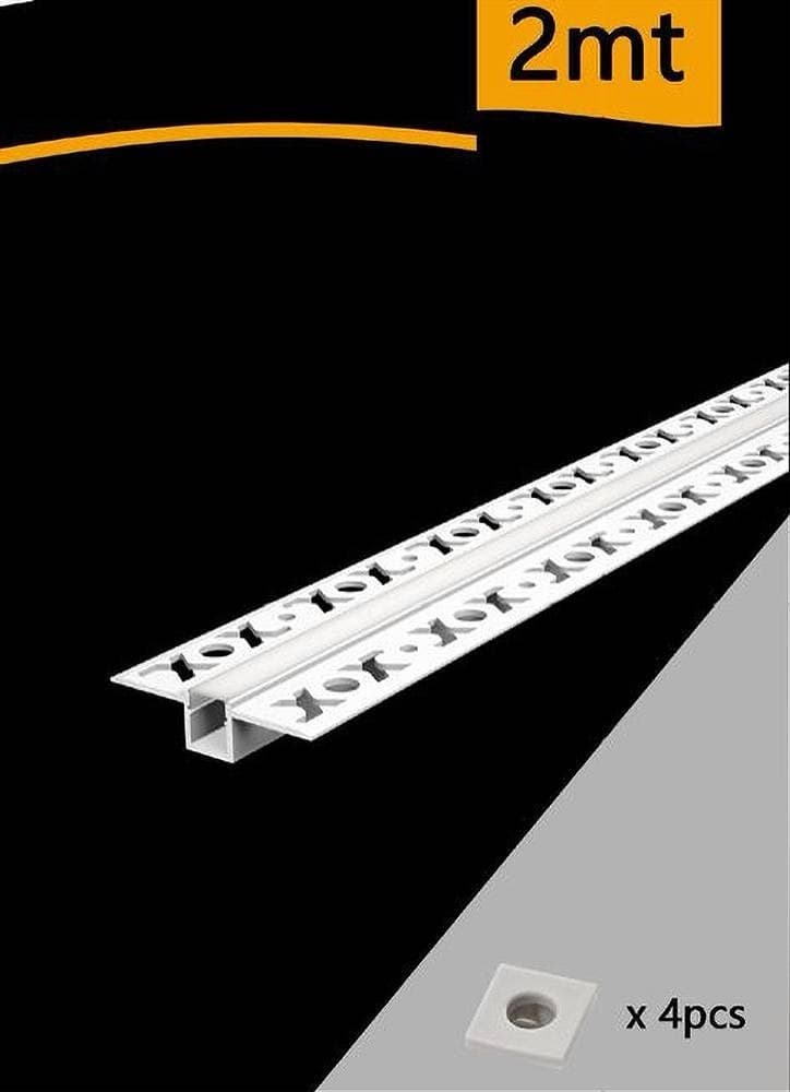 PROFILO DA INCASSO A SCOMPARSA ALLUMINIO 2 MT COPERTURA OPACA STRIP LED AL-11 - 4