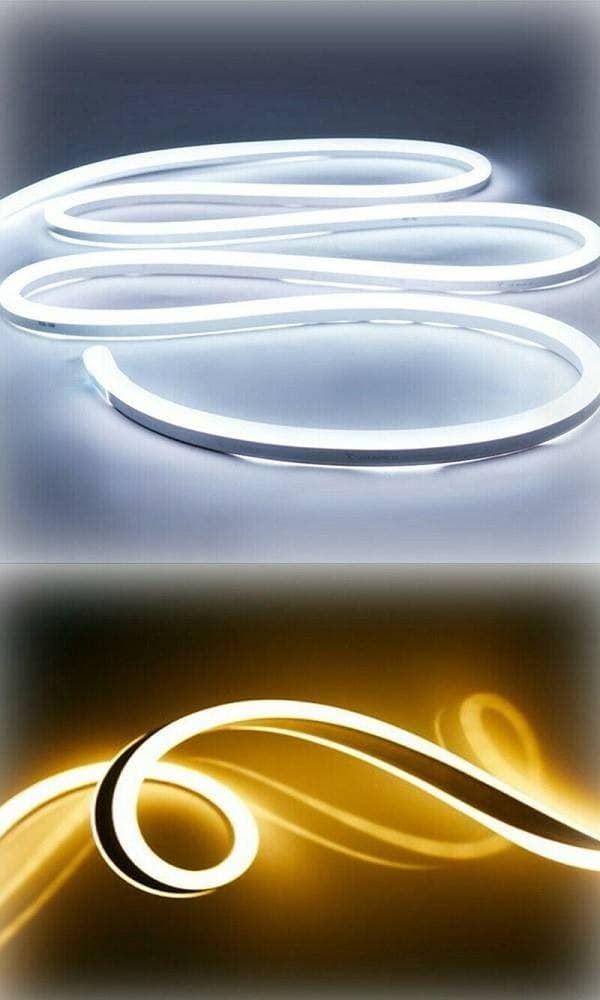 STRIP LED NEON FLESSIBILE STRISCIA DECORATIVA 5 MT IP65 VARI TONI DI LUCE U-12V - 16