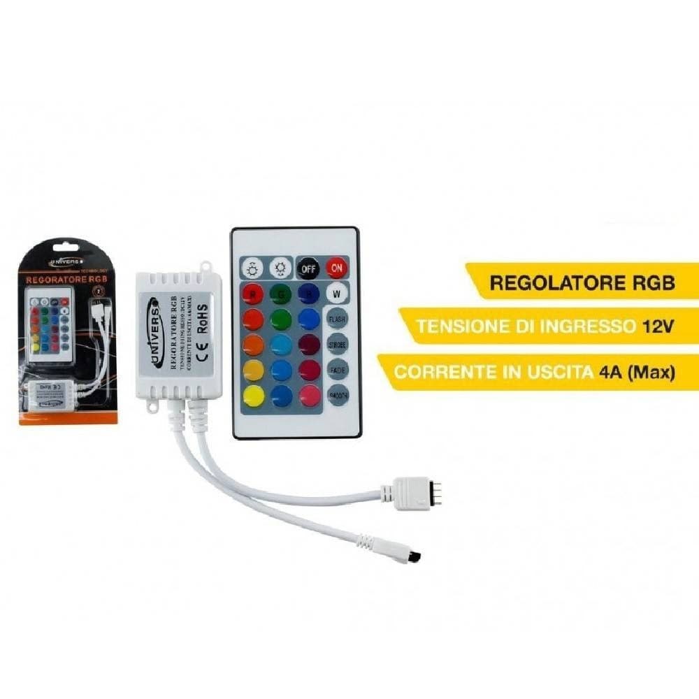 REGOLATORE TELECOMANDO IR 24 TASTI LUCE MUSICA 12V PER STRISCE LED RGB TE-RGB - 2