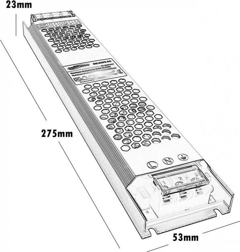 ALIMENTATORE STABILIZZATO 200WATT SLIM TRASFORMATORE 24V 8.3A 2 USCITE S24V-200W - 6