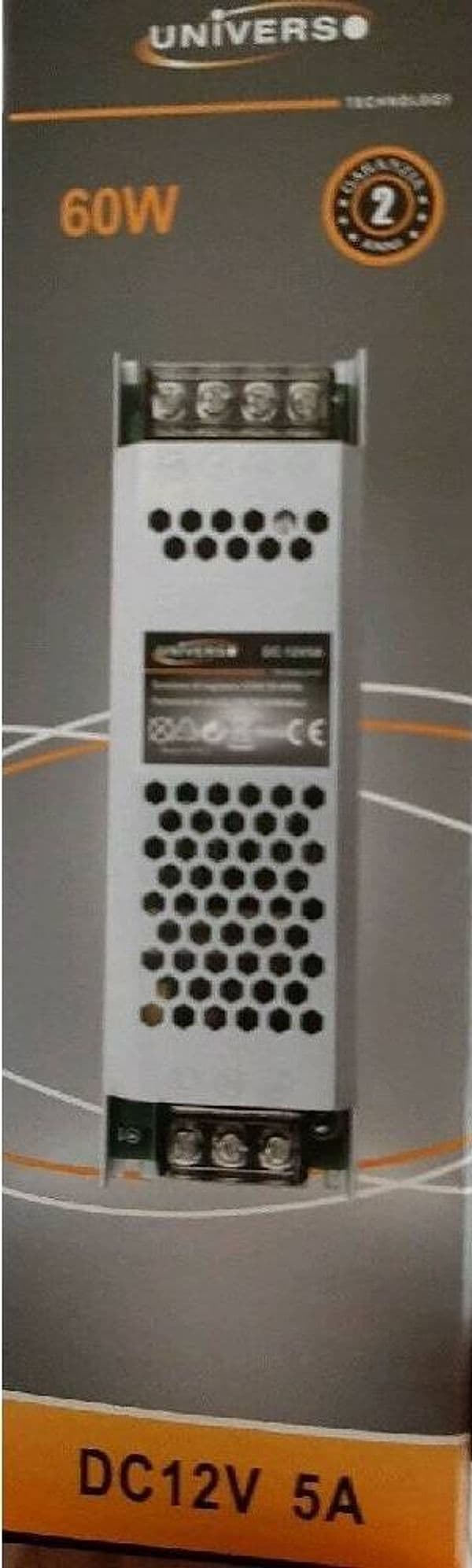 TRASFORMATORE ALIMENTATORE STABILIZZATO SLIM DC 12V 5A 60 W STRIP LED S-12V-60W - 3