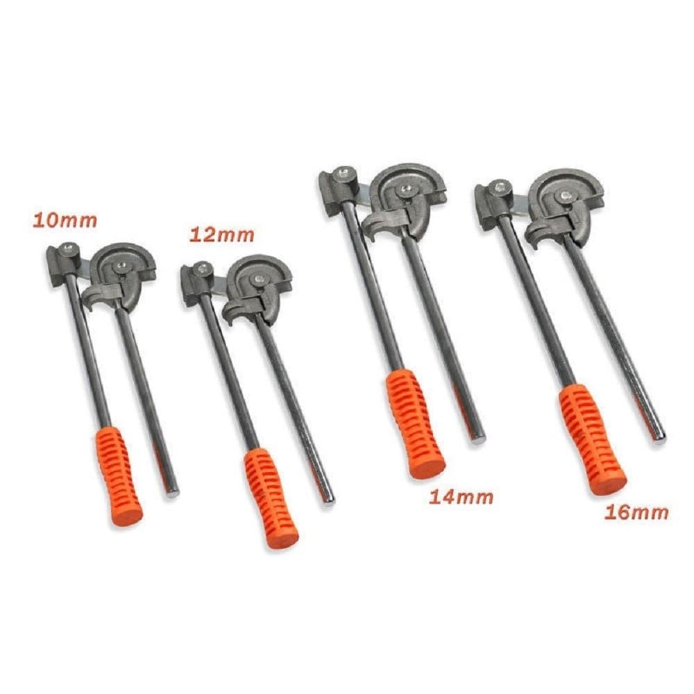 SET 4 PIEGATUBO PIEGATUBI CURVATUBI MANUALE IN ACCIAIO PER TUBI 10 12 14 16MM