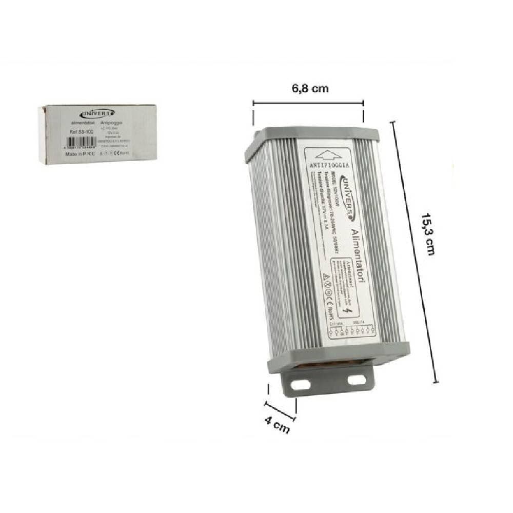 ALIMENTATORE STABILIZZATO 12V 8.3A 100W TRASFORMATORE TELECAMERE STRIP LED SS100 - 2