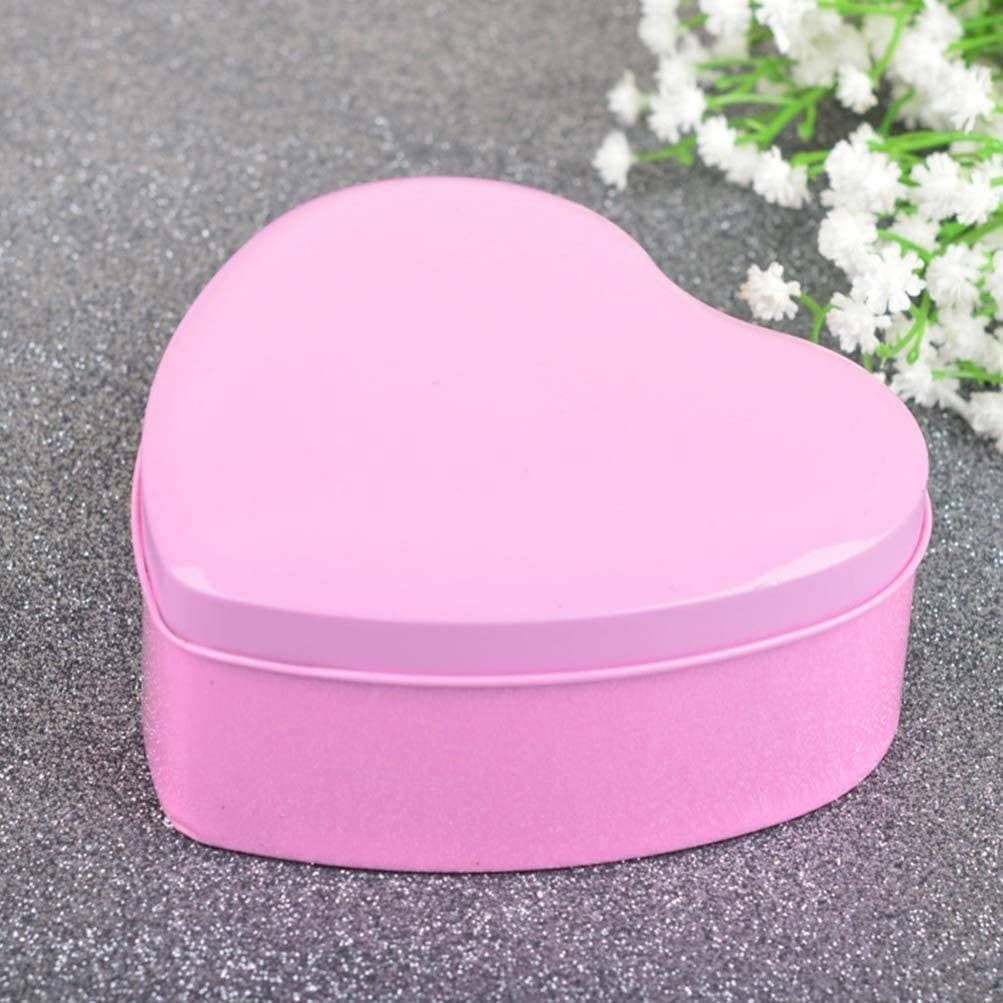 12 SCATOLINE IN LATTA A FORMA DI CUORE BOMBONIERA SEGNAPOSTO PORTACONFETTI ROSA - 2