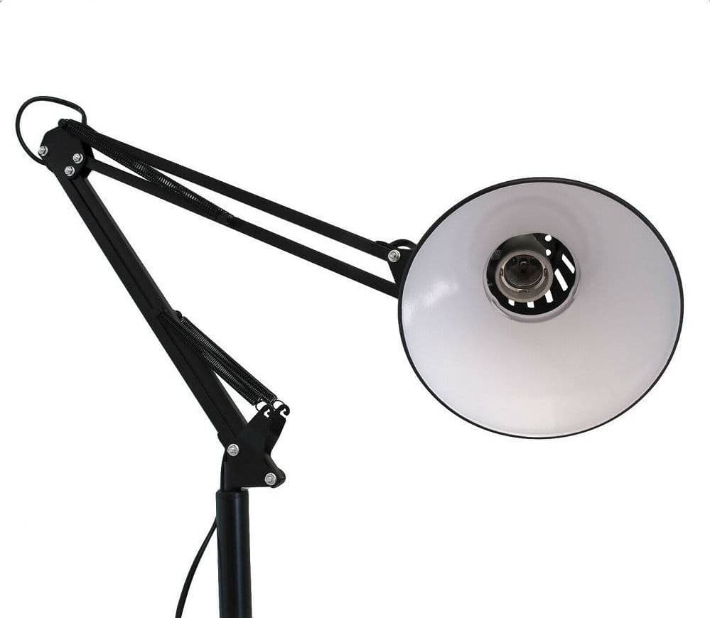 LAMPADA A PIANTANA DA TERRA BRACCIO ORIENTABILE LUCE LETTURA IN METALLO E27 D15 - 4