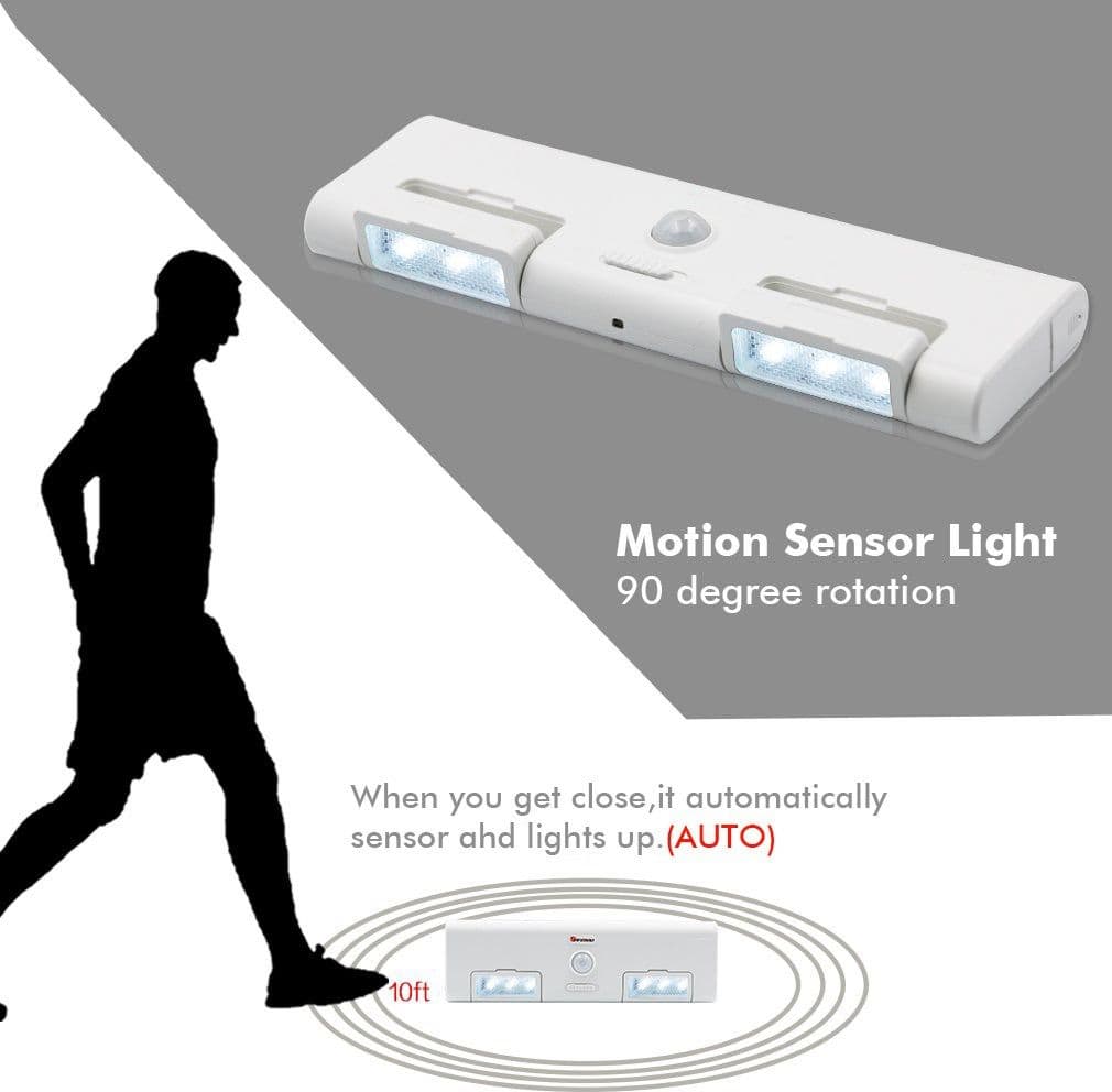 LUCE LED PER ARMADIO CON SENSORE PIR MOVIMENTO A BATTERIE ACCENSIONE AUTOMATICA - 3