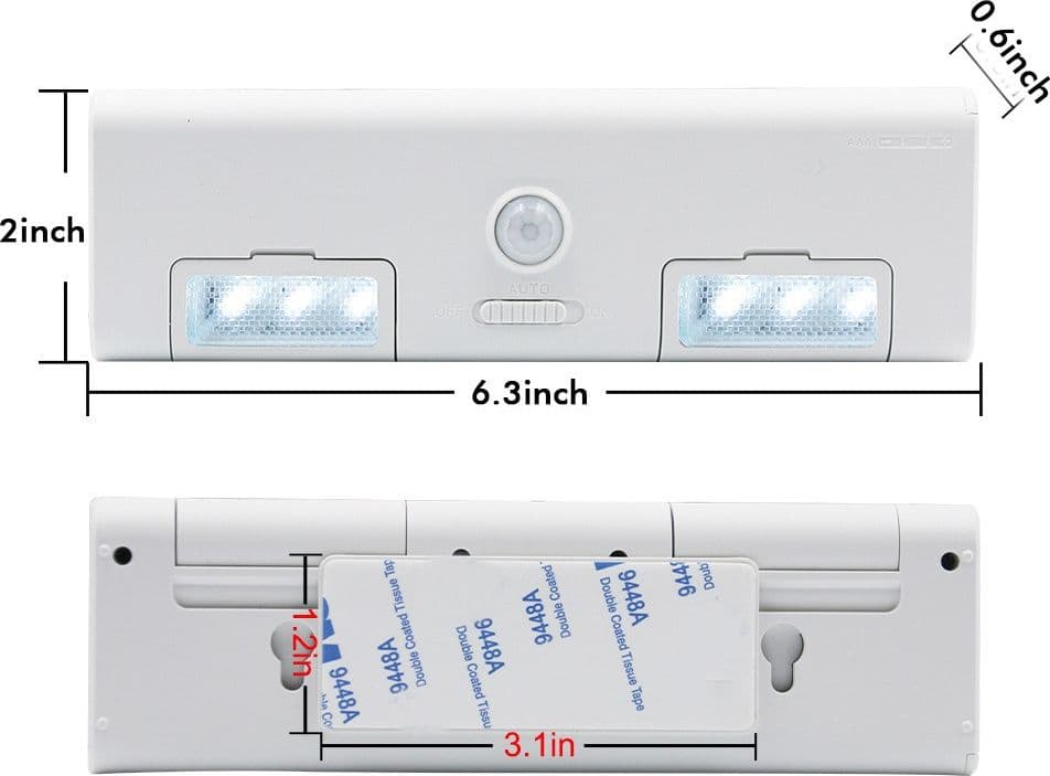 LUCE LED PER ARMADIO CON SENSORE PIR MOVIMENTO A BATTERIE ACCENSIONE AUTOMATICA - 5