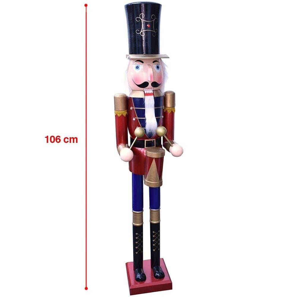 SOLDATO SCHIACCIANOCI DI NATALE IN LEGNO ALTEZZA 106 CM DECORAZIONI NATALIZIE - 2