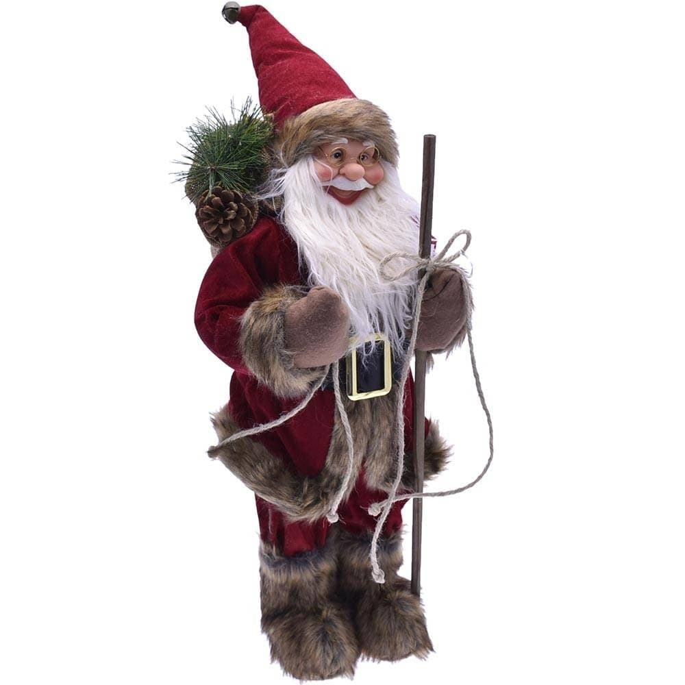 BABBO NATALE NORDICO 60CM IN PLASTICA VESTITI IN TESSUTO DECORAZIONE NATALIZIA - 2