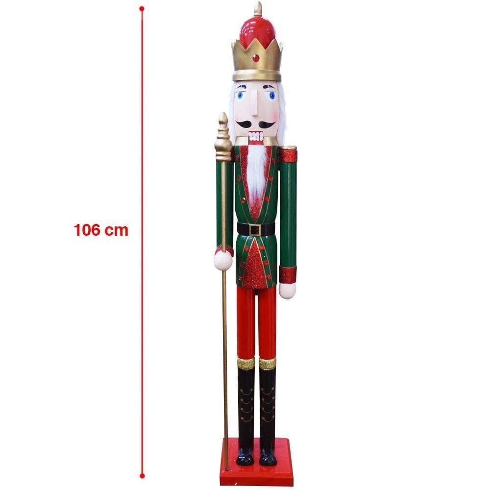 SOLDATO SCHIACCIANOCI DI NATALE IN LEGNO ALTEZZA 106CM DECORAZIONI NATALIZIE - 2