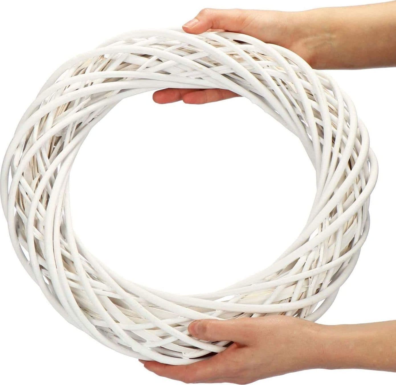 GHIRLANDA DIETROPORTA IN LEGNO BIANCO INTRECCIATO 30 CM DECORAZIONI PORTA NATALE - 5