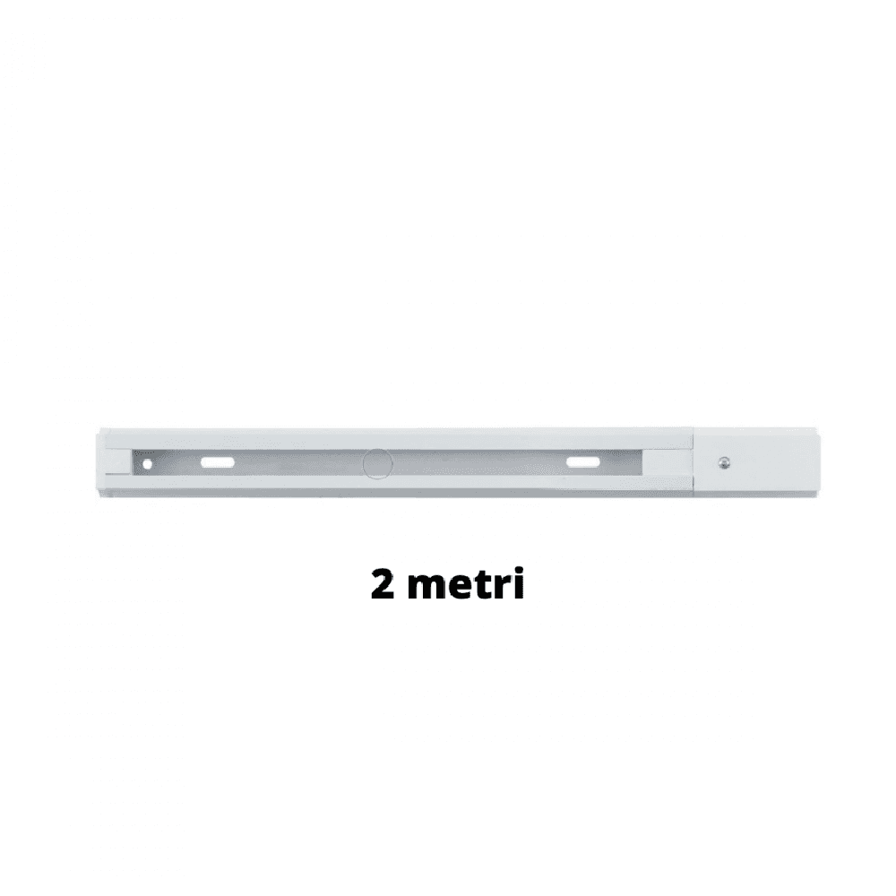 BINARIO 2MT ELETTRIFICATO 2POLI RINFORZATO MONOFASE BIANCO FARO A PISTA PISTA-2B - 3