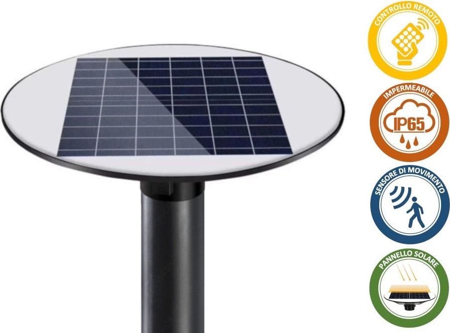 LAMPIONE LED 100W CON PANNELLO ENERGIA SOLARE IP65 SENSORE MOVIMENTO SO-GD-100W - 3
