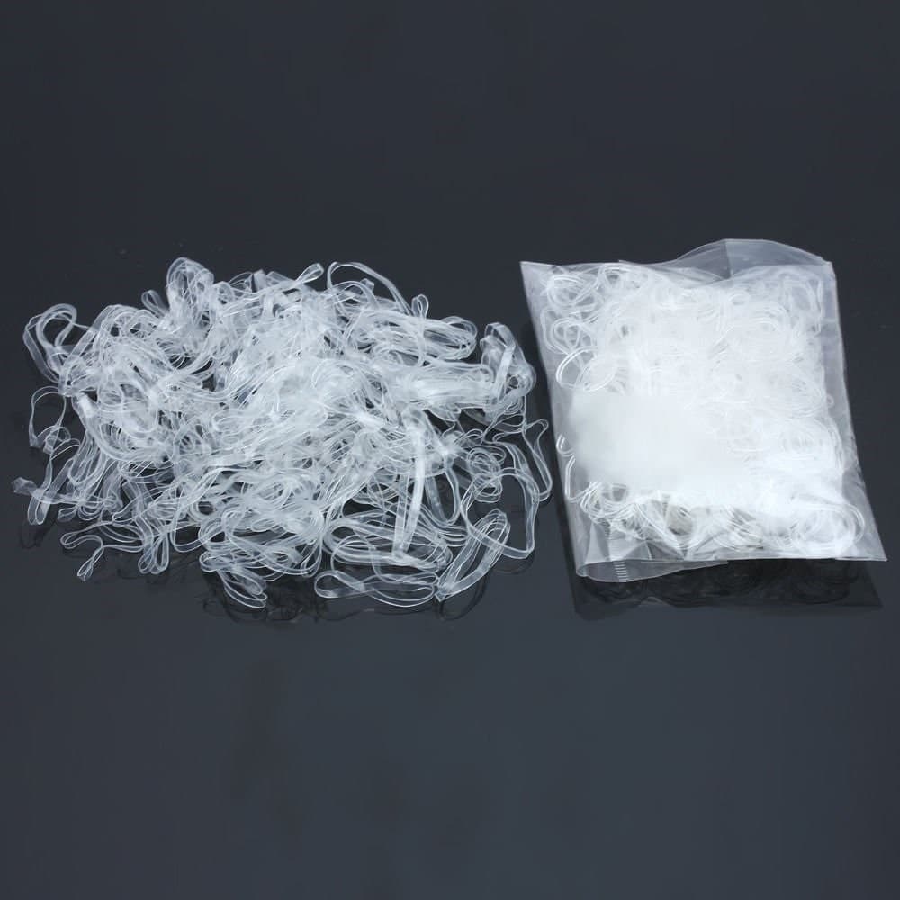 SET 300PZ MINI CERCHI ELASTICI TRASPARENTE 3CM IN CAUCCIU' PER CAPELLI TRECCE CODA
