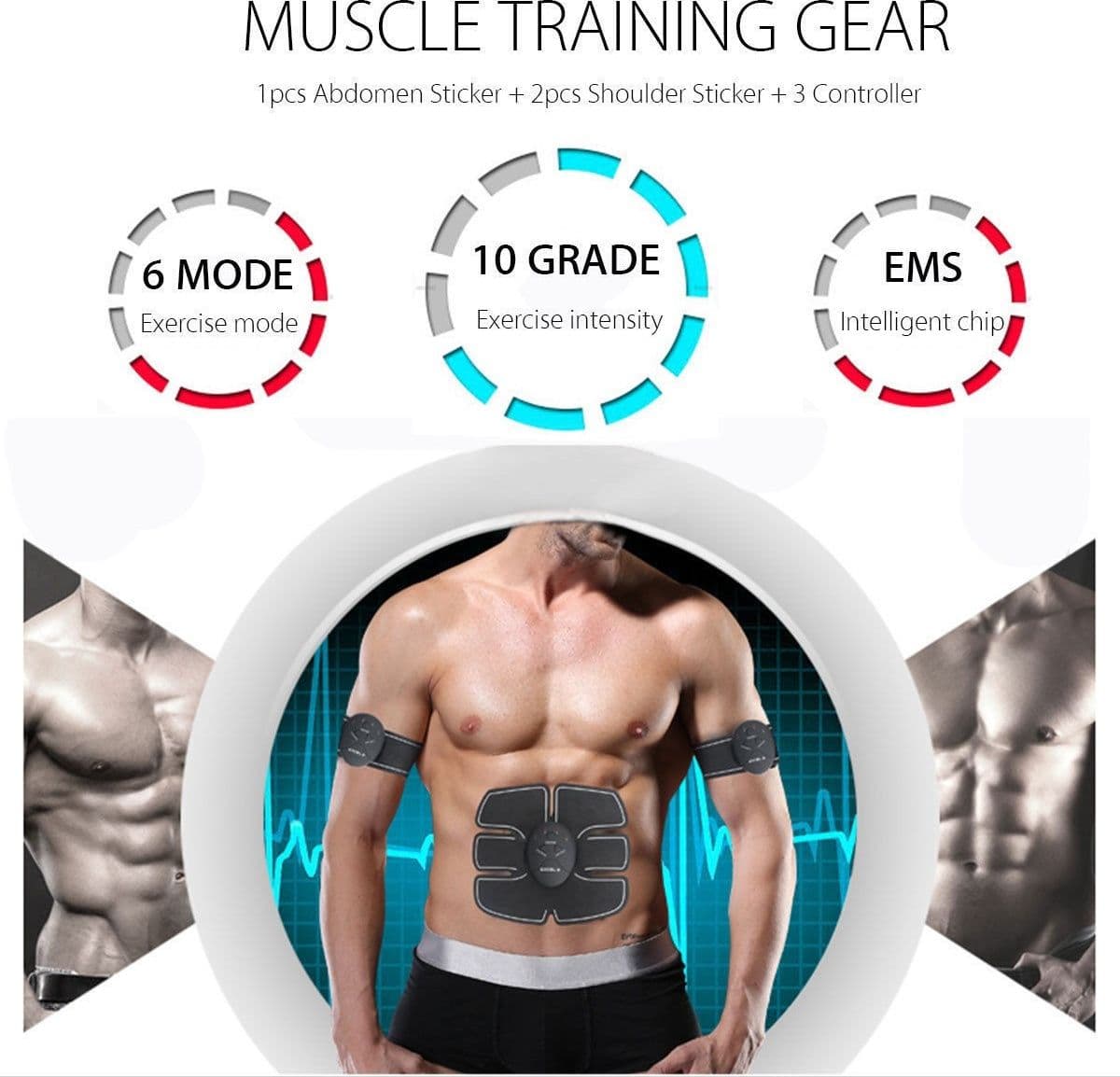 ELETTROSTIMOLATORE EMS TRAINER STIMOLA ADDOMINALI BRACCIA GAMBE GLUTEI PALESTRA - 4