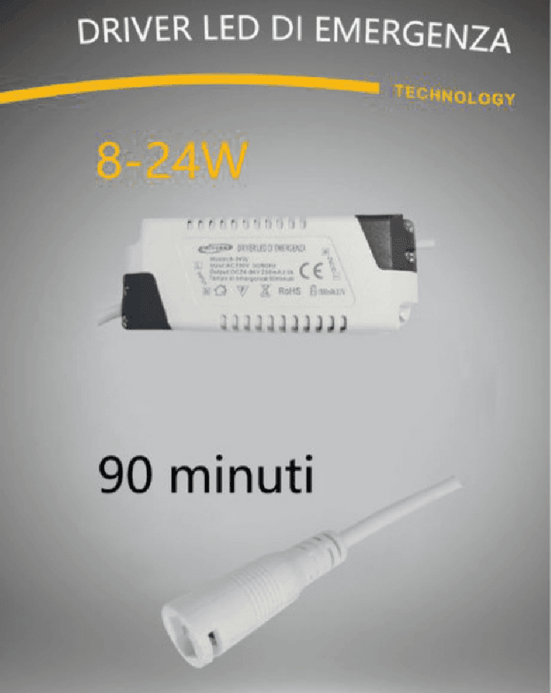 DRIVER LED PER LUCI EMERGENZA ALIMENTATORE TRASFORMATORE PANNELLI LED IP30 8-24W - 4