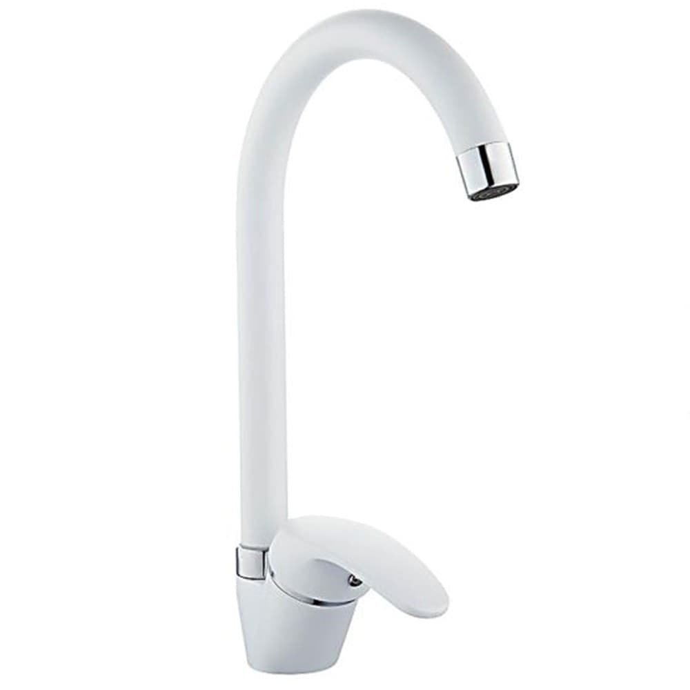 MISCELATORE CANNA ALTA BIANCO ESY_52942 DOPPIO FORO MONOCOMANDO RUBINETTERIA - 2