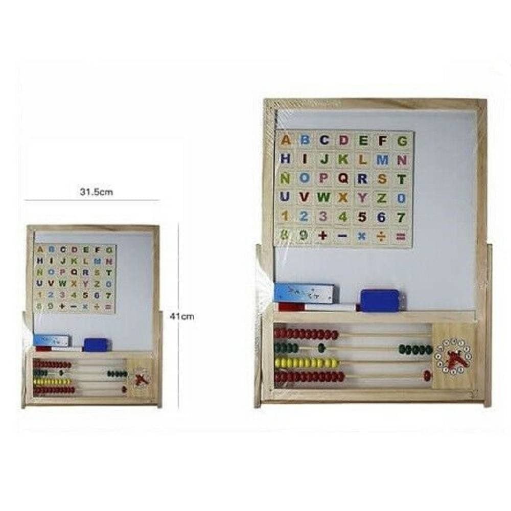 LAVAGNA MAGNETICA IN LEGNO CON PALLOTTORIERE ABACO LETTERE PER BAMBINI
