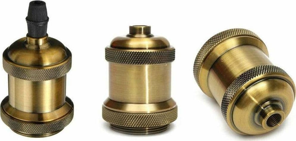 PORTALAMPADA VINTAGE STILE RETRO' SOSPENSIONE PENDENTE E27 BRONZO OTTONE E27-02 - 2
