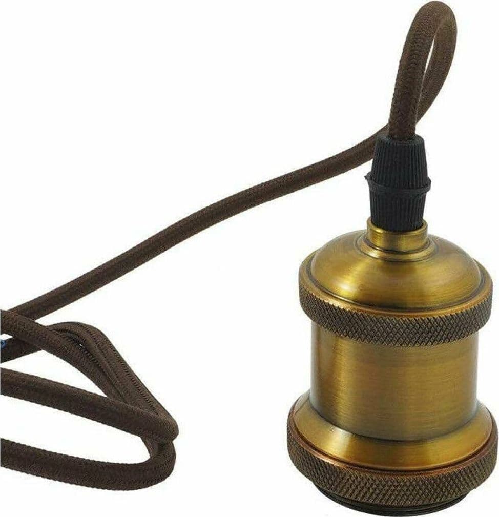PORTALAMPADA VINTAGE STILE RETRO' SOSPENSIONE PENDENTE E27 BRONZO OTTONE E27-02 - 3